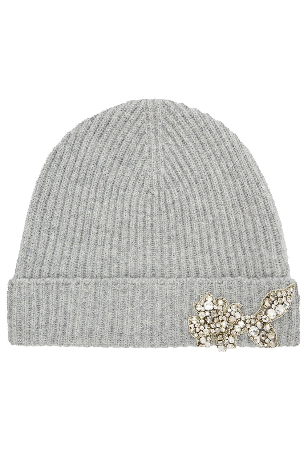 EMBROIDERED KNITTED HAT - GREY - 1