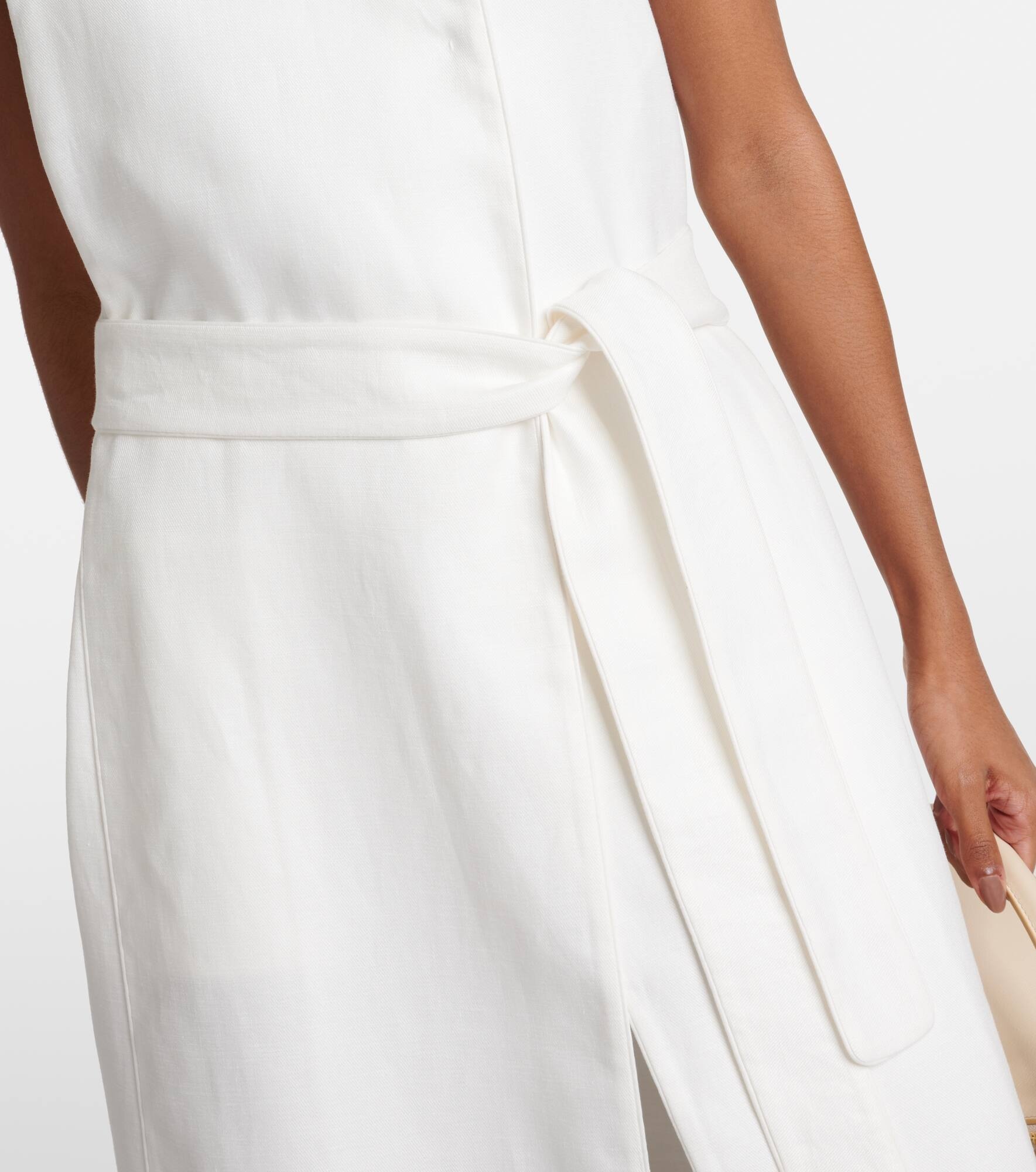 Aureo linen twill midi wrap dress - 5