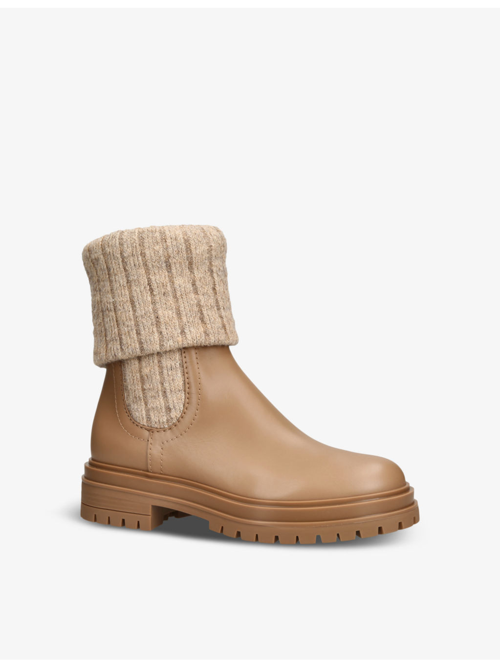 Tenney ribbed-knit leather ankle boots - 3