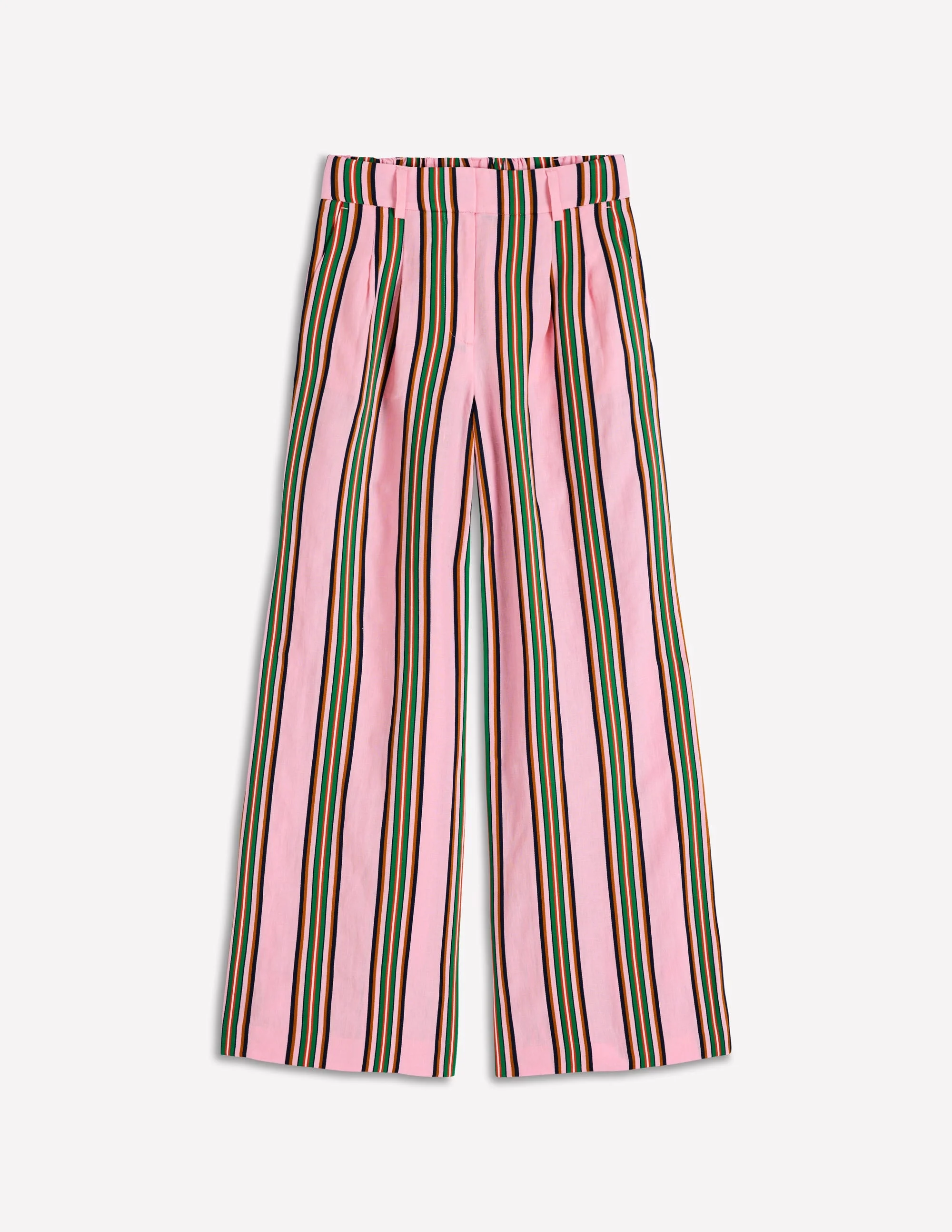 Kensington Linen Pants-Pink and Green Stripe - 1