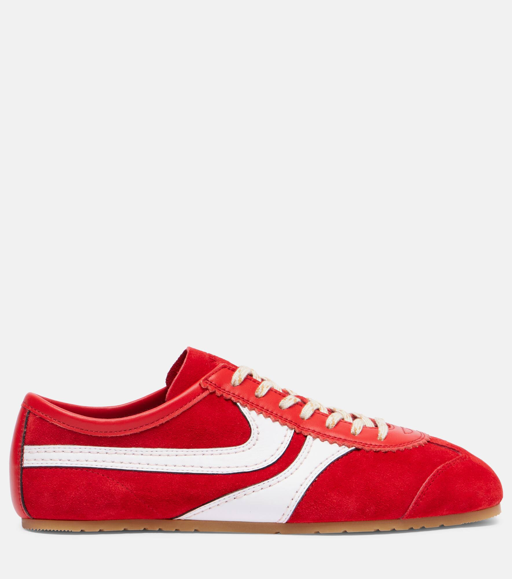 Leather-trimmed suede sneakers - 4