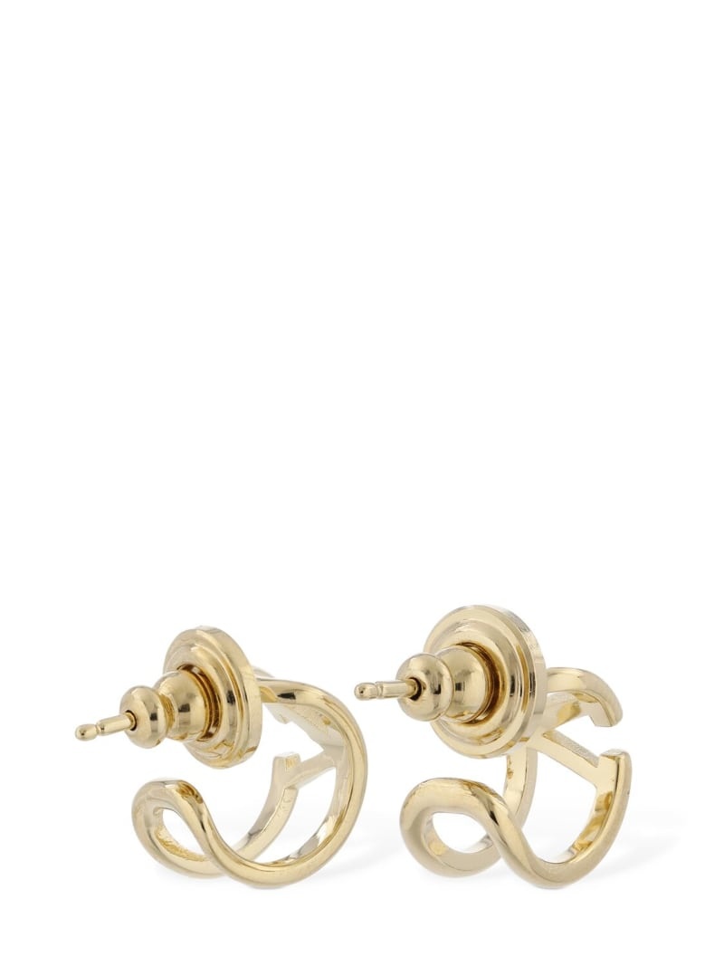 Mini V logo signature hoop earrings - 4