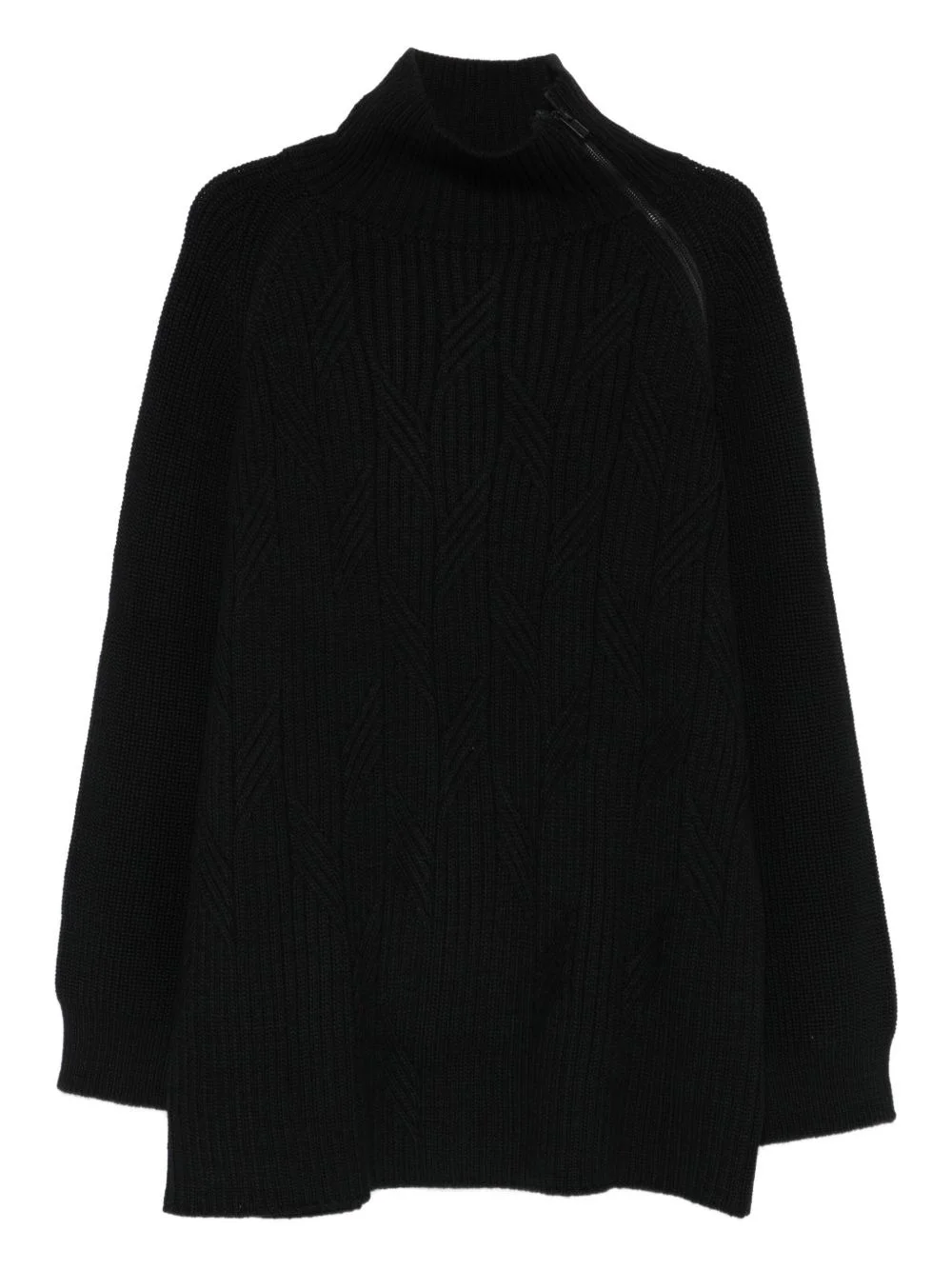high-neck cable-knit sweater - 1