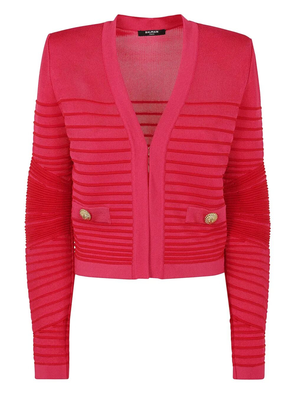 Balmain Women Lon Sleeves Side To Side Flechage Knit Cardigan - 4