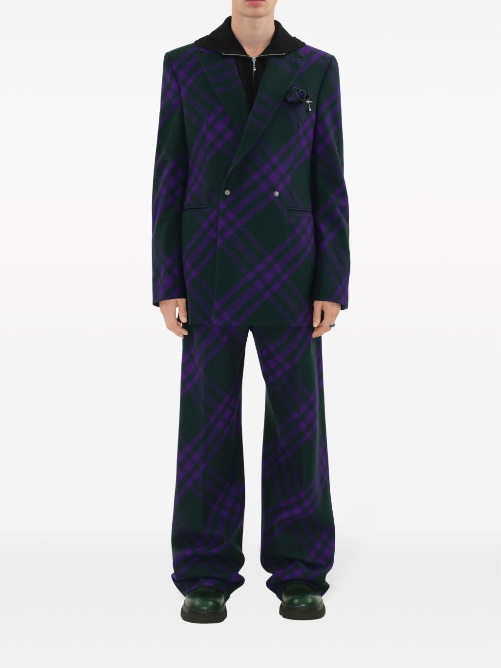 check-pattern wool trousers - 2