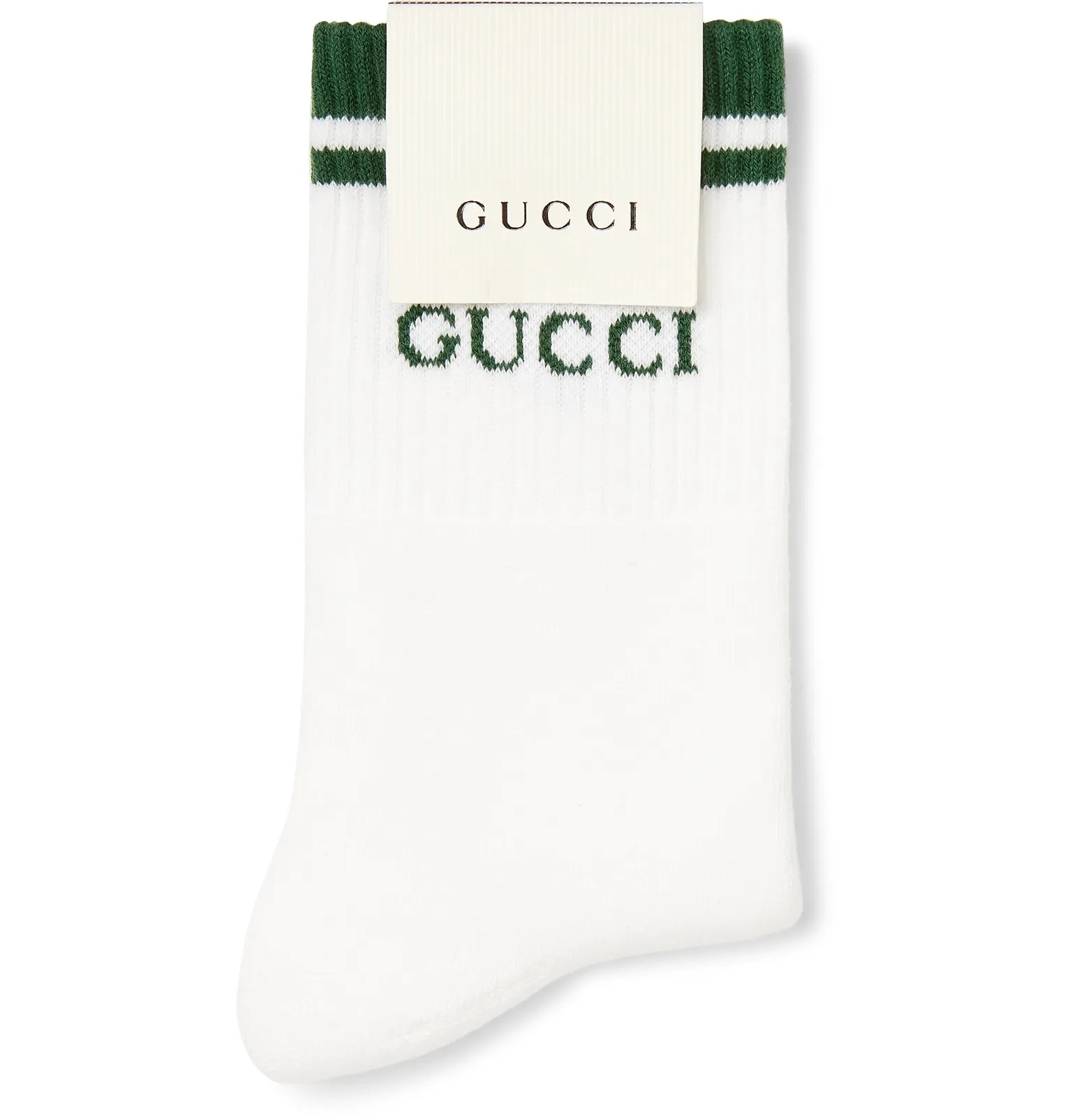 Logo-Intarsia Ribbed Stretch Cotton-Blend Socks - 3