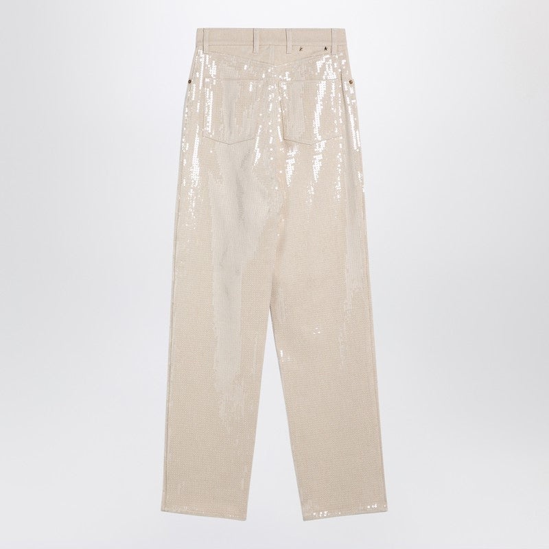 TROUSERS WITH TRANSPARENT SEQUINS ÉCRU - 2