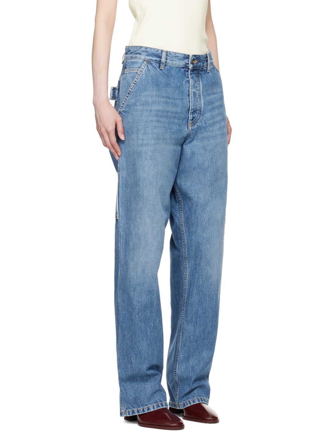 Blue Vintage Indigo Cargo Denim Jeans - 2