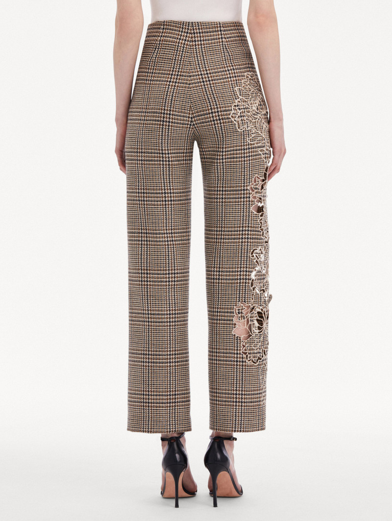 PEONY GUIPURE APPLIQUÉ PLAID PANT 3