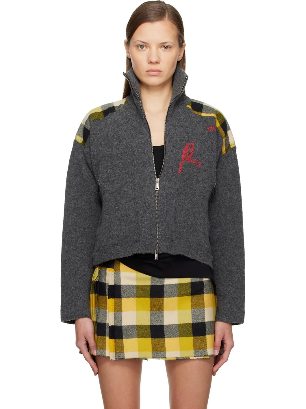 Gray Logo Zip-Up Track Jacket - 1