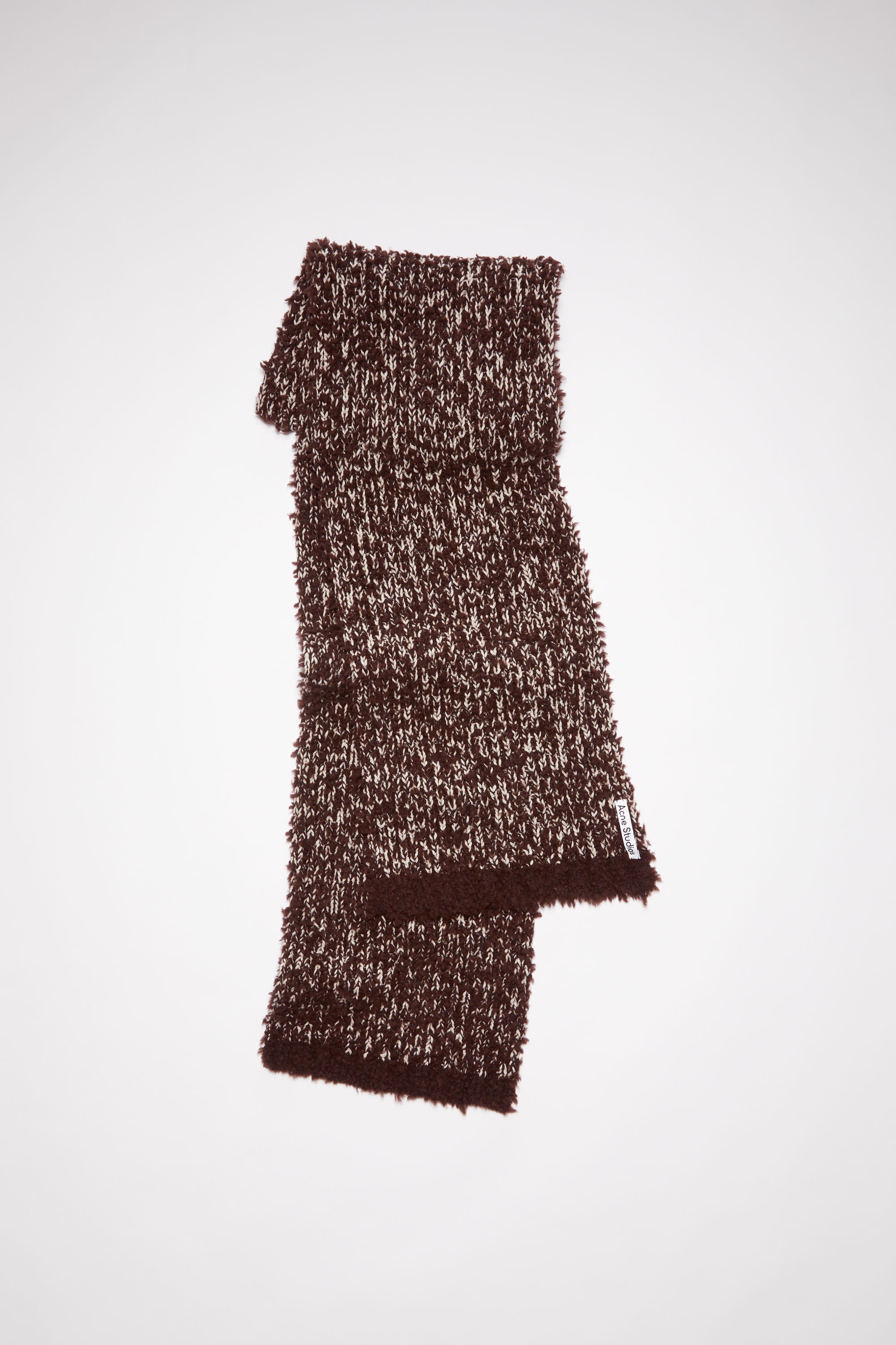 Tufted wool-blend scarf - Chocolate brown - 1