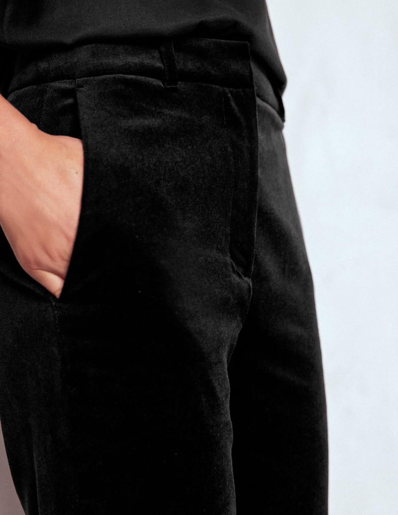Fitted Velvet Flare Pants-Black 3