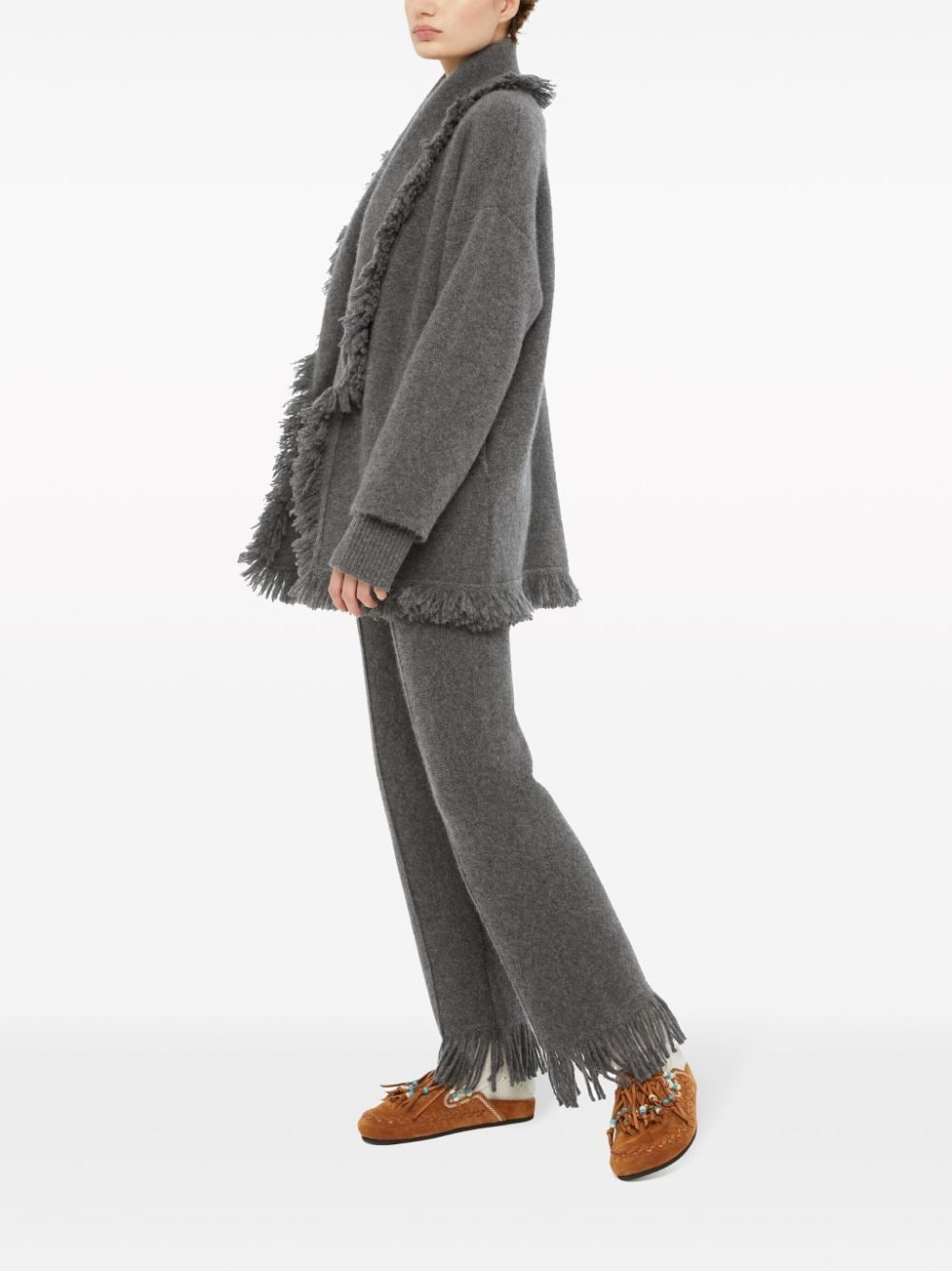 fringed-edge cashmere-blend cardigan - 2