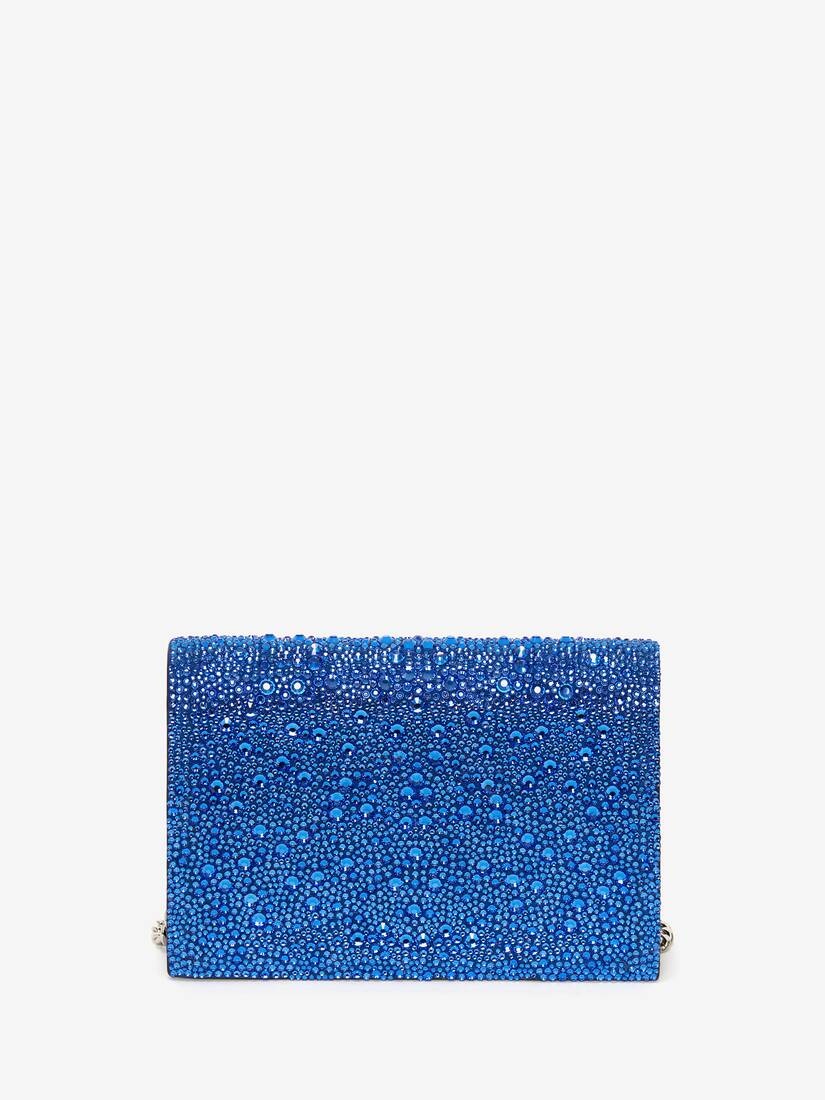 Small Crystal-embellished Skull Bag in Electric Blue - 3