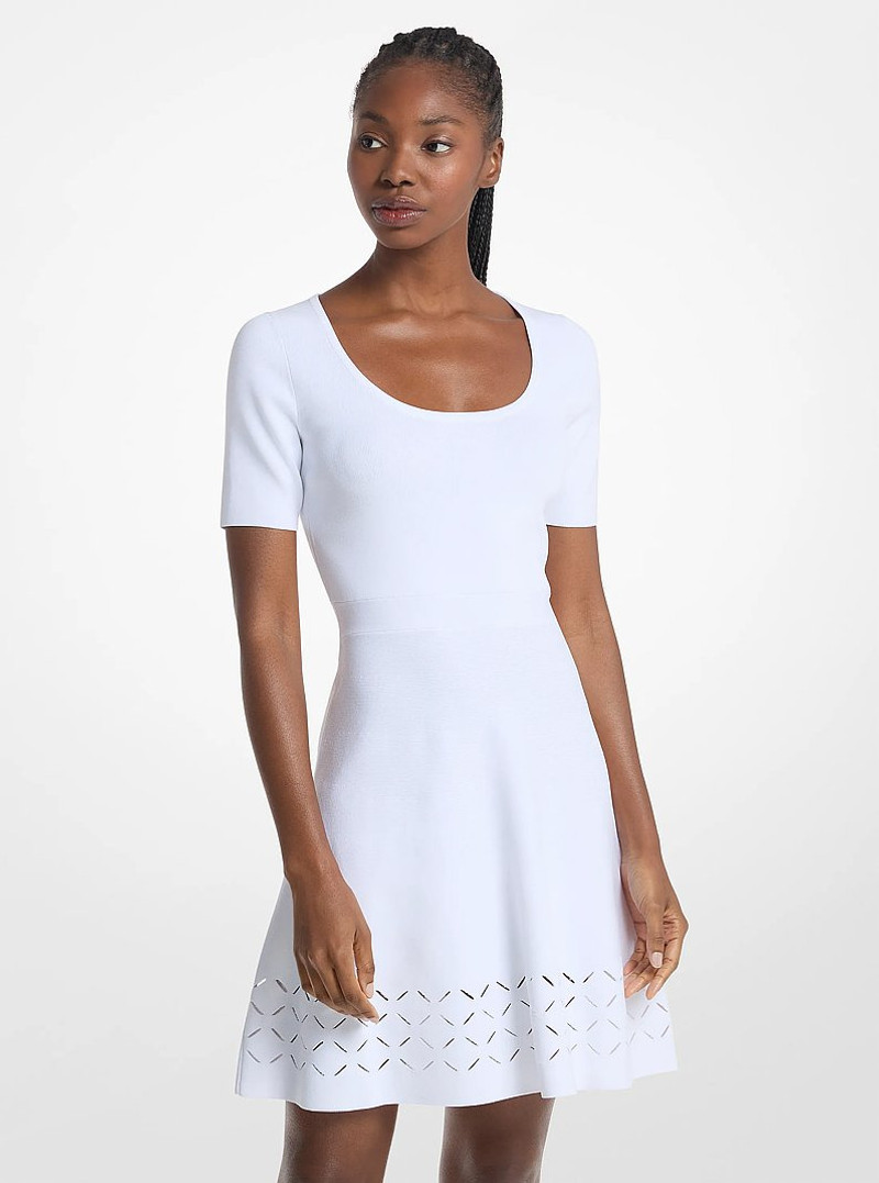 Laser Cut Stretch Knit Mini Dress 1