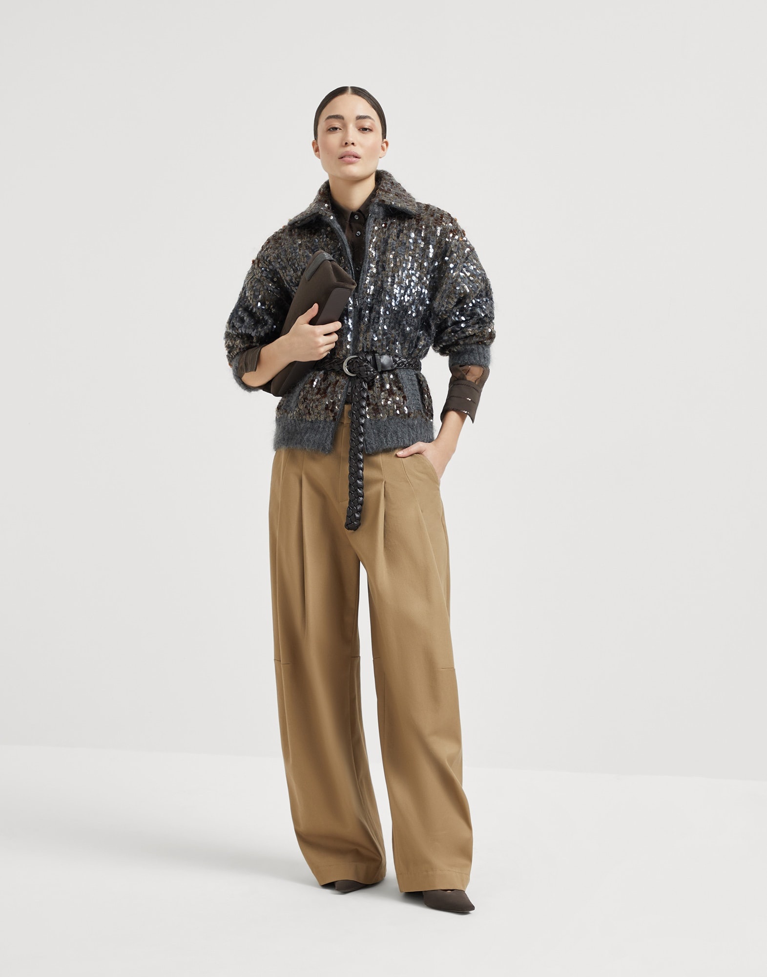 Dazzling dégradé embroidery cardigan in mohair and wool - 5