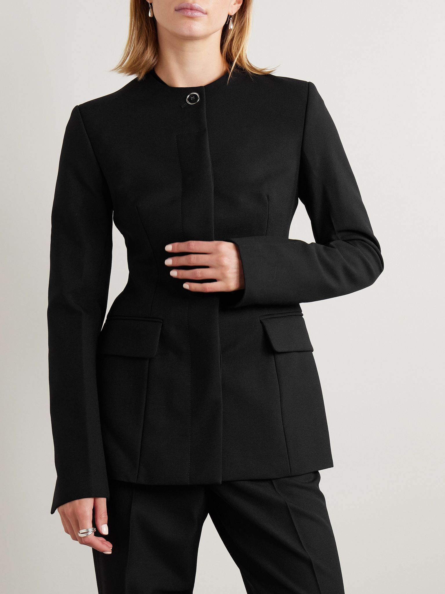 Wool-blend grain de poudre jacket Black - 3