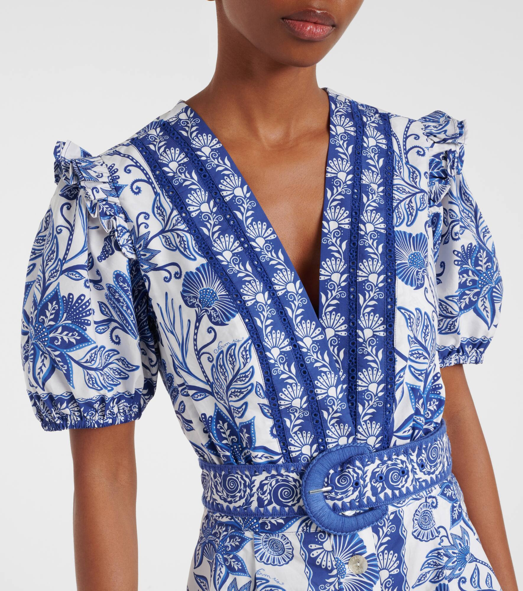 Printed belted cotton romper - 4