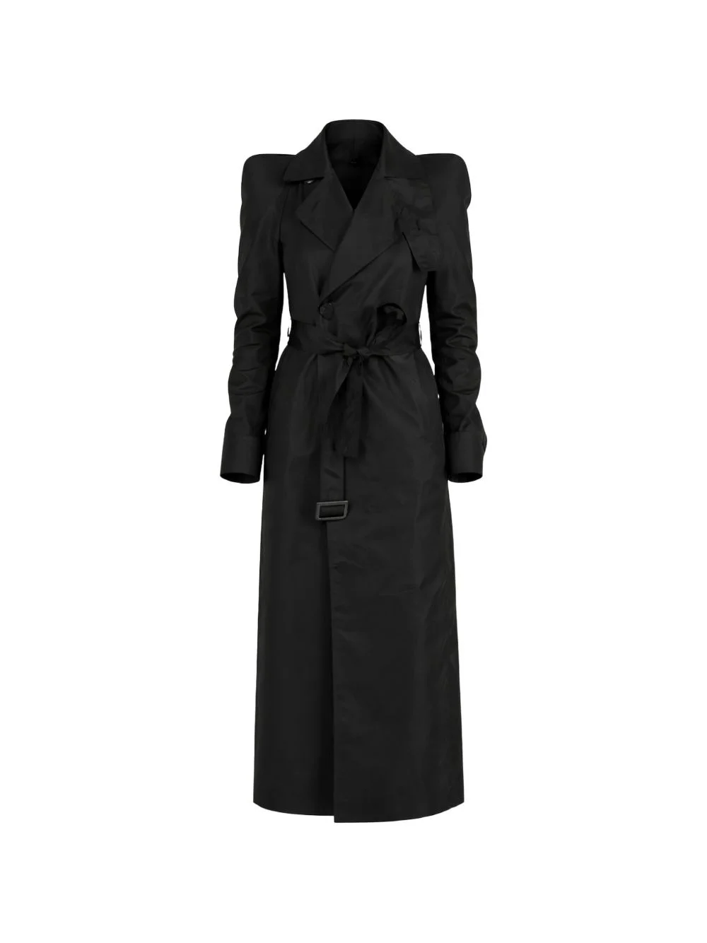 structured-shoulder belted coat - 1
