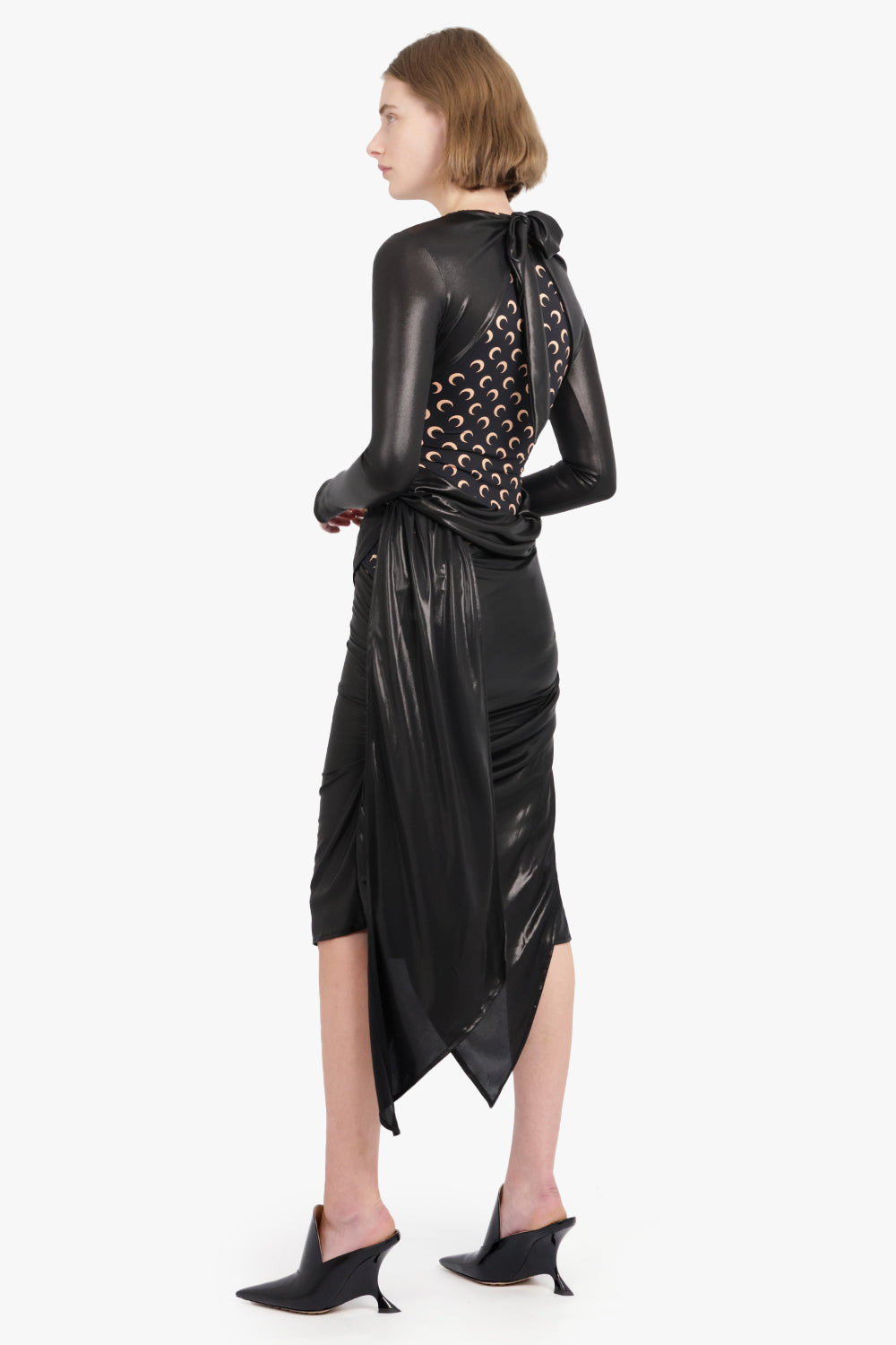 REGENERATED JERSEY DRAPED SKIRT | BLACK - 4