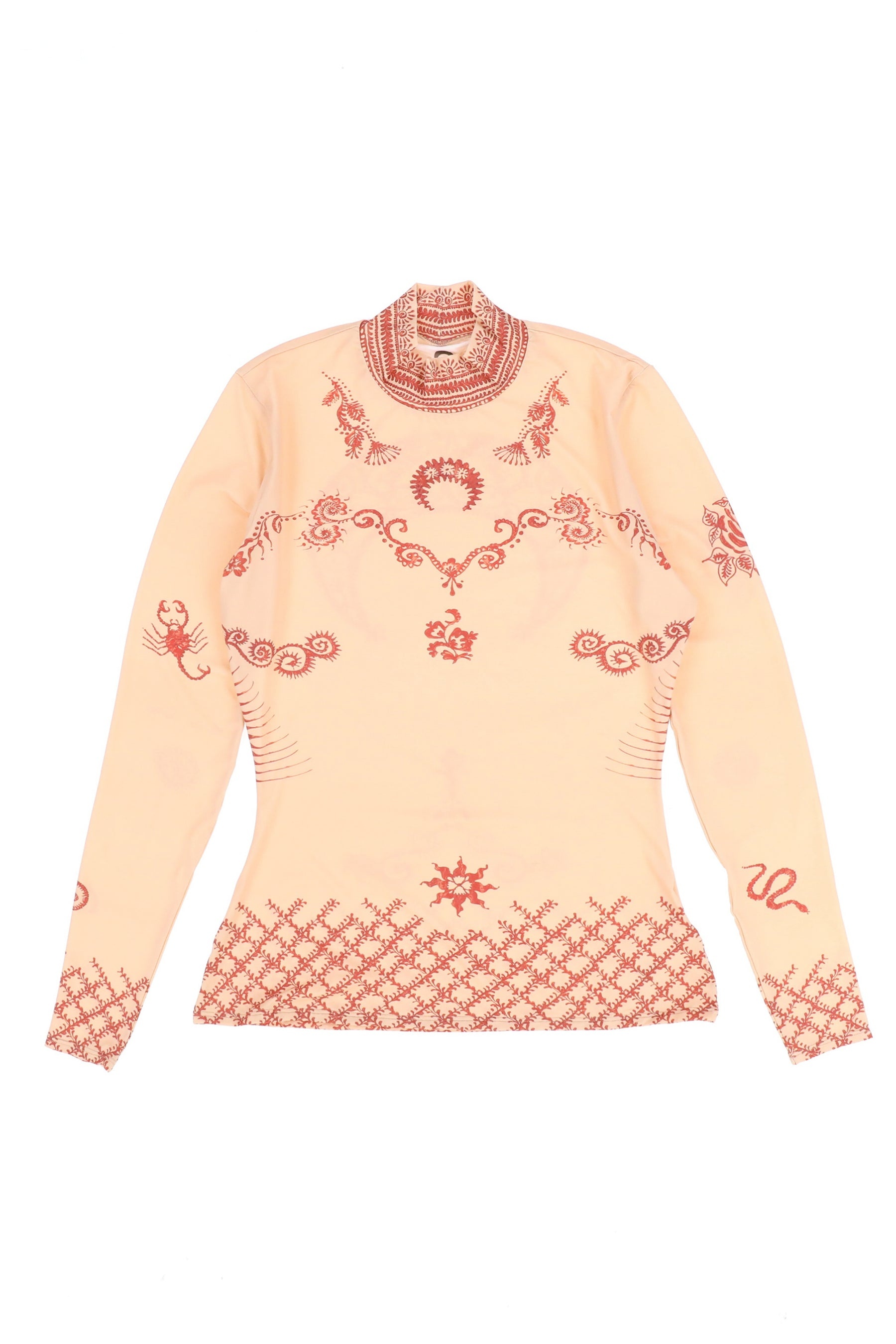 Tシャツ・カットソー Marine Serre Henna Print Second Skin Top Marine Serre REGENERATED HENNA PRINT SECOND SKIN / TA10 TAN