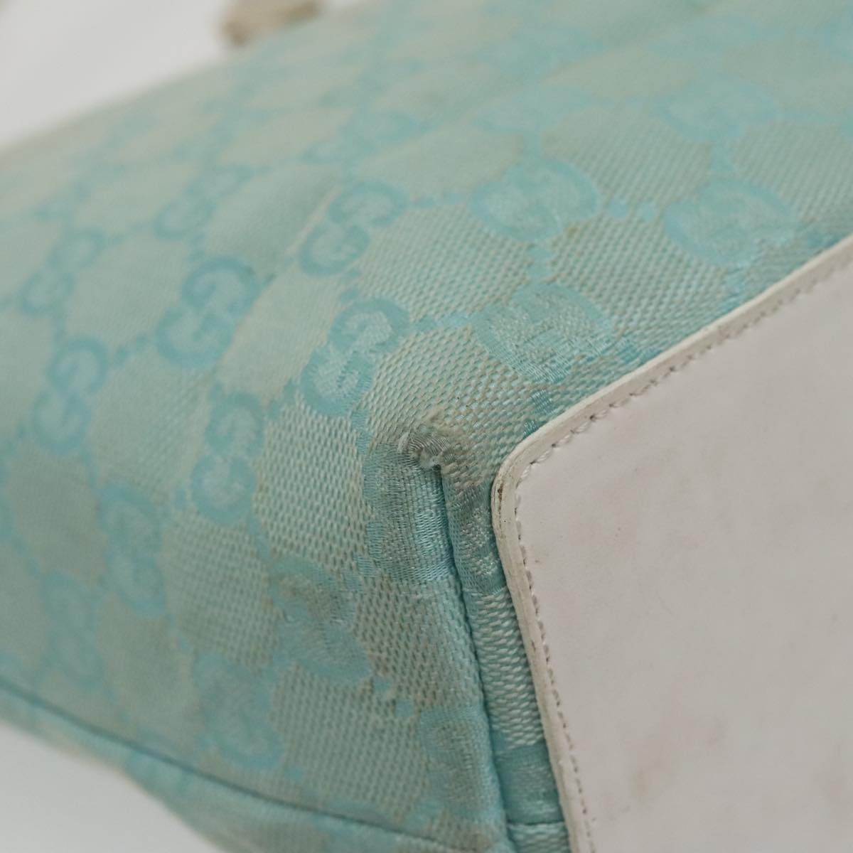 GUCCI GG Canvas Hand Bag Light Blue Gold 002 002 - 16