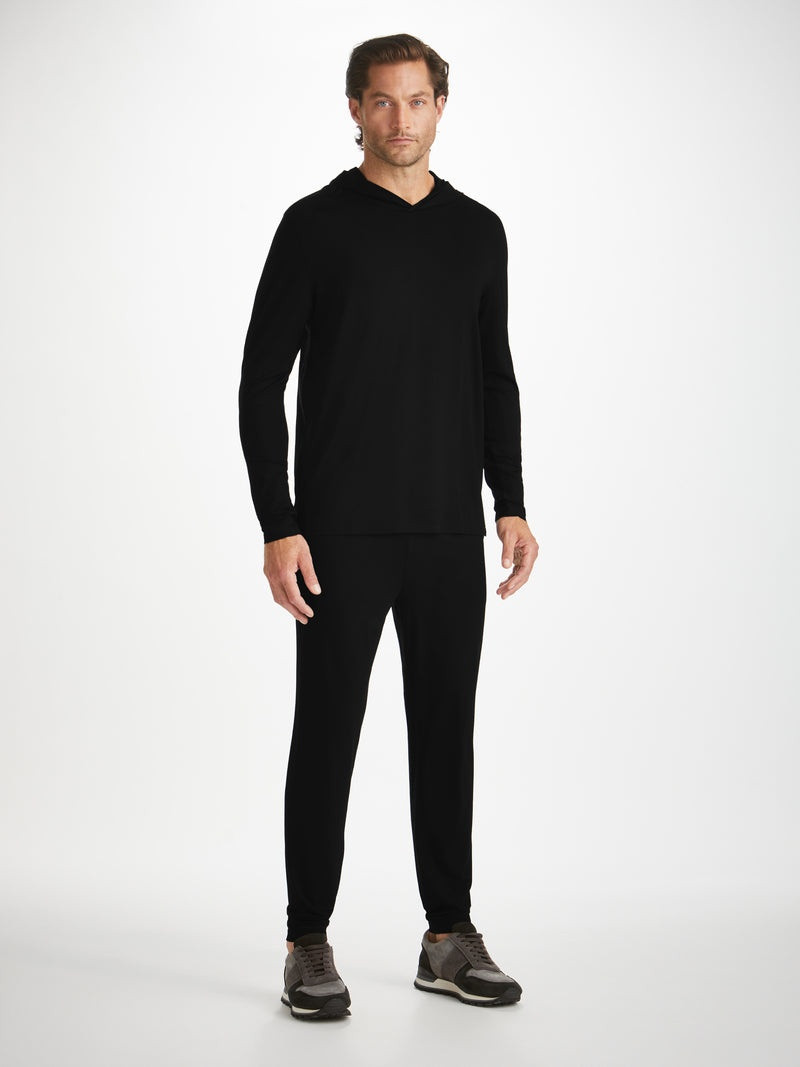 Derek Rose Men's Pullover Hoodie Basel Micro Modal Stretch Black outlook