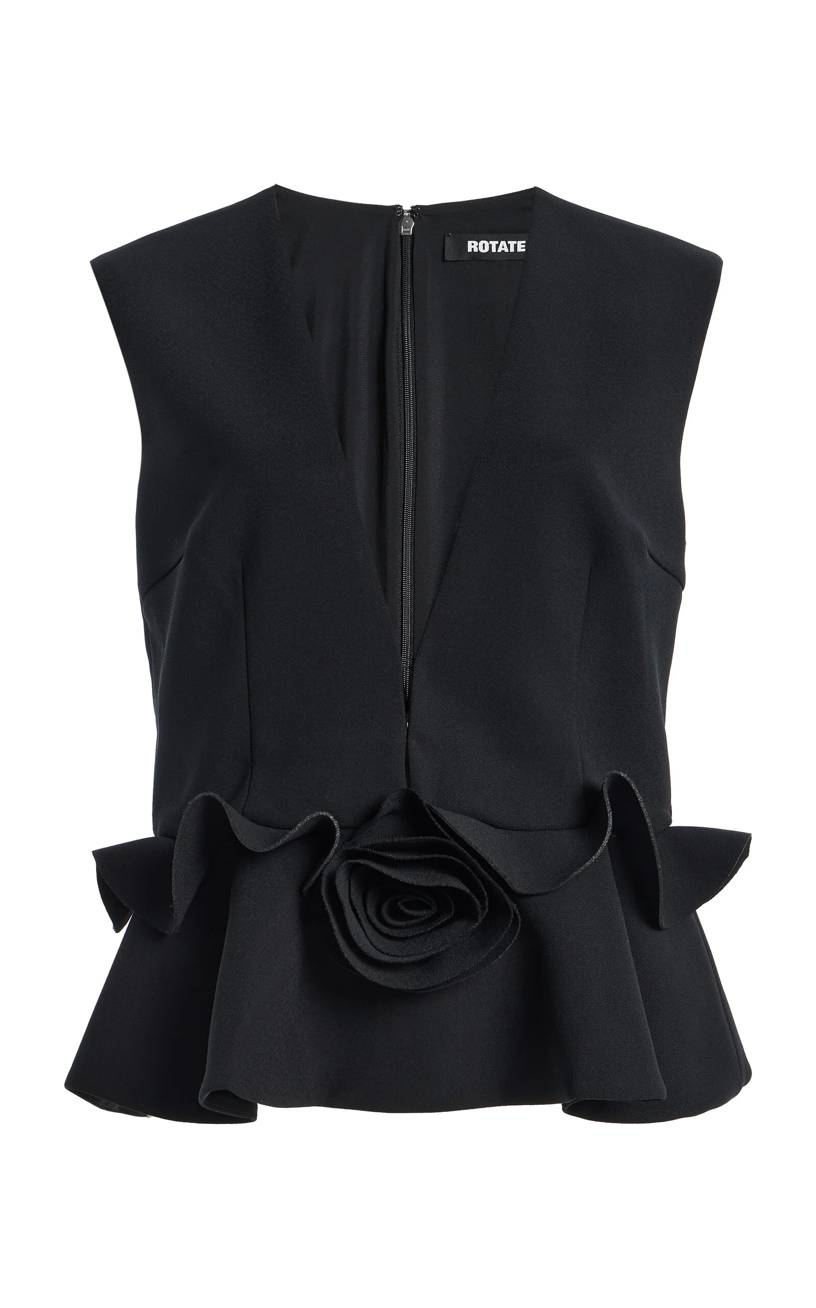 Flower V-Neck Crepe Top - 1