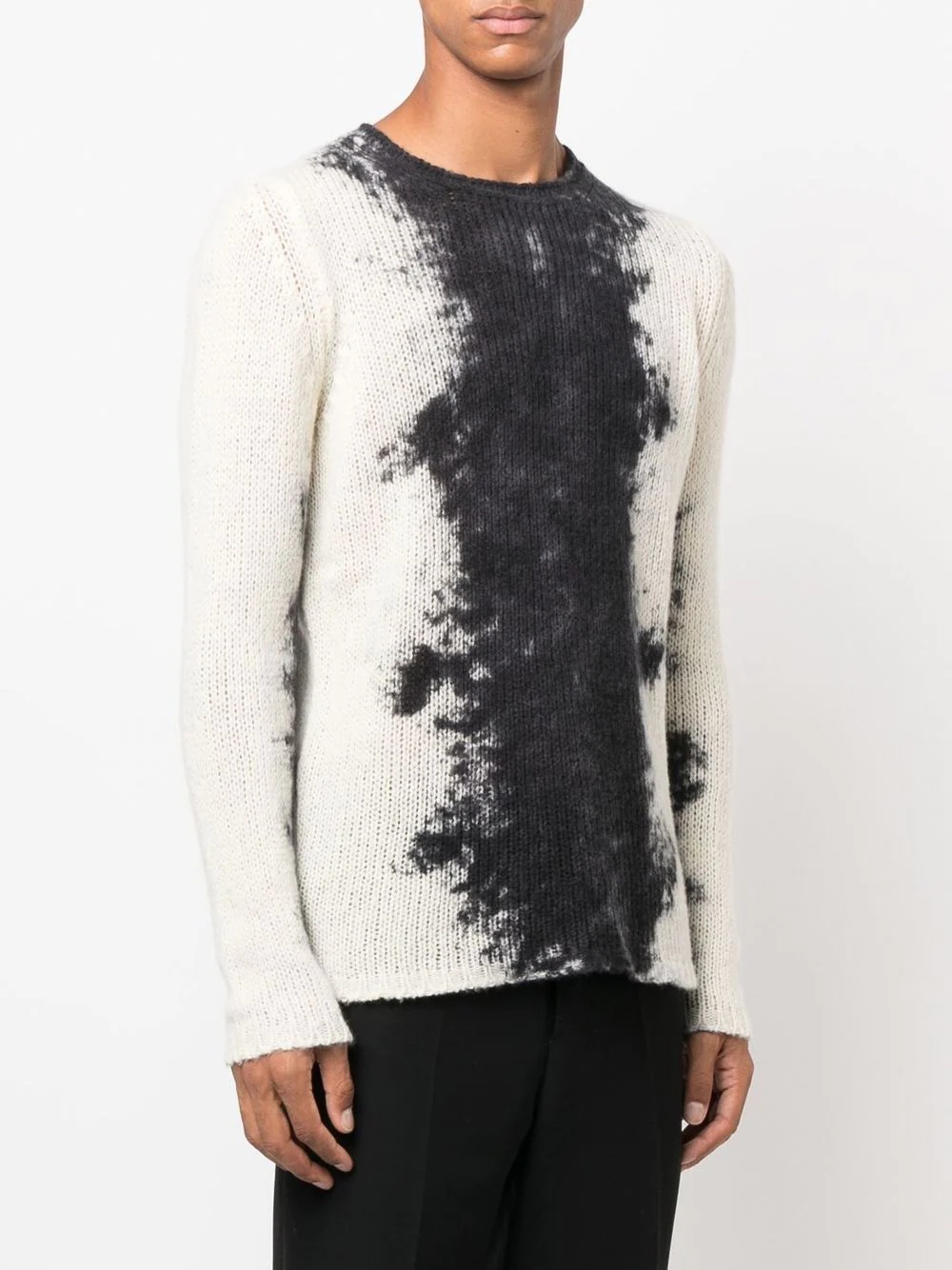 distressed-finish round neck sweater - 3