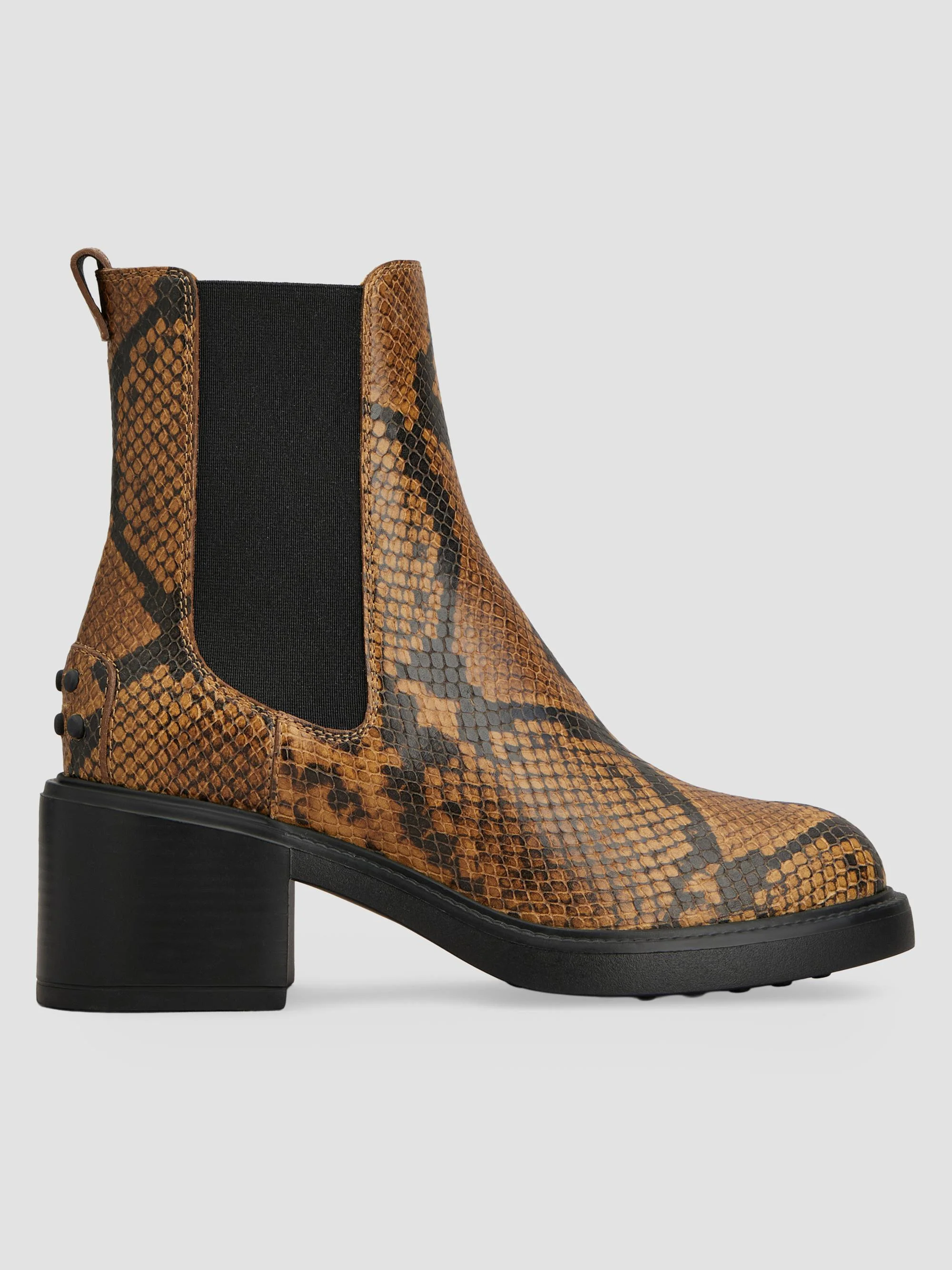 Women's 60MM Snakeskin-Embossed Leather Chelsea Boots - Dark Brown - 1