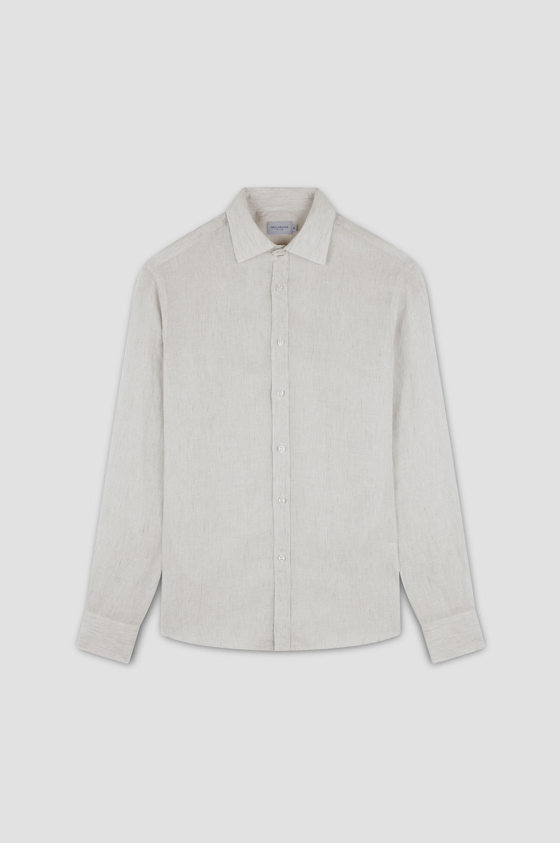 LINEN SEERSUCKER SHIRT WITH FRENCH COLLAR - 1