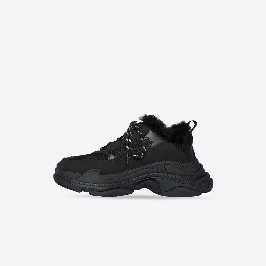 Men's Triple S Sneaker Fake Fur in Black - 4