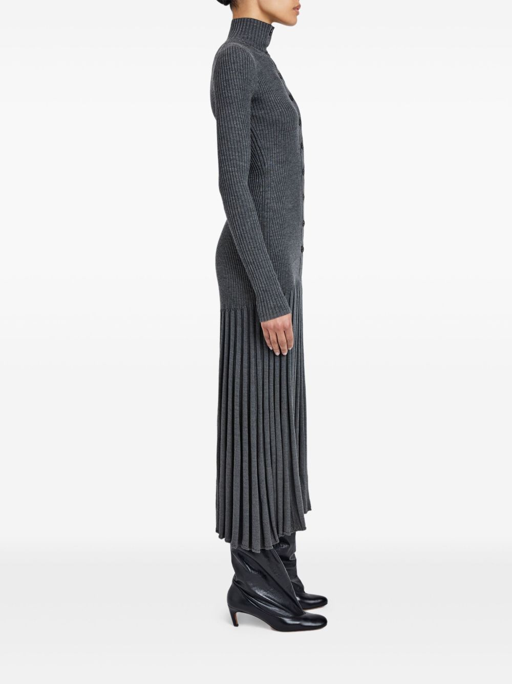 ribbed pleated midi day dress - 3