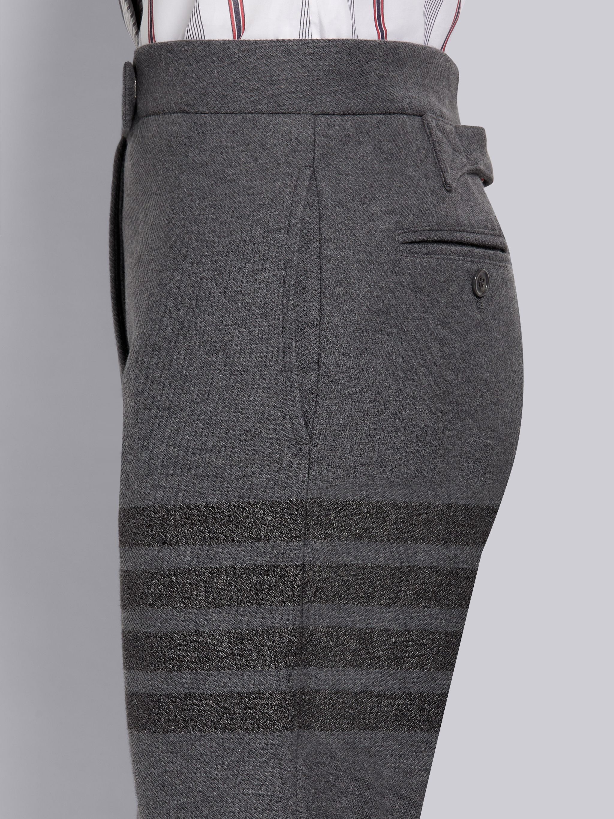 Medium Grey Double Face Tech Twill Tonal 4-Bar Bermuda Shorts - 5