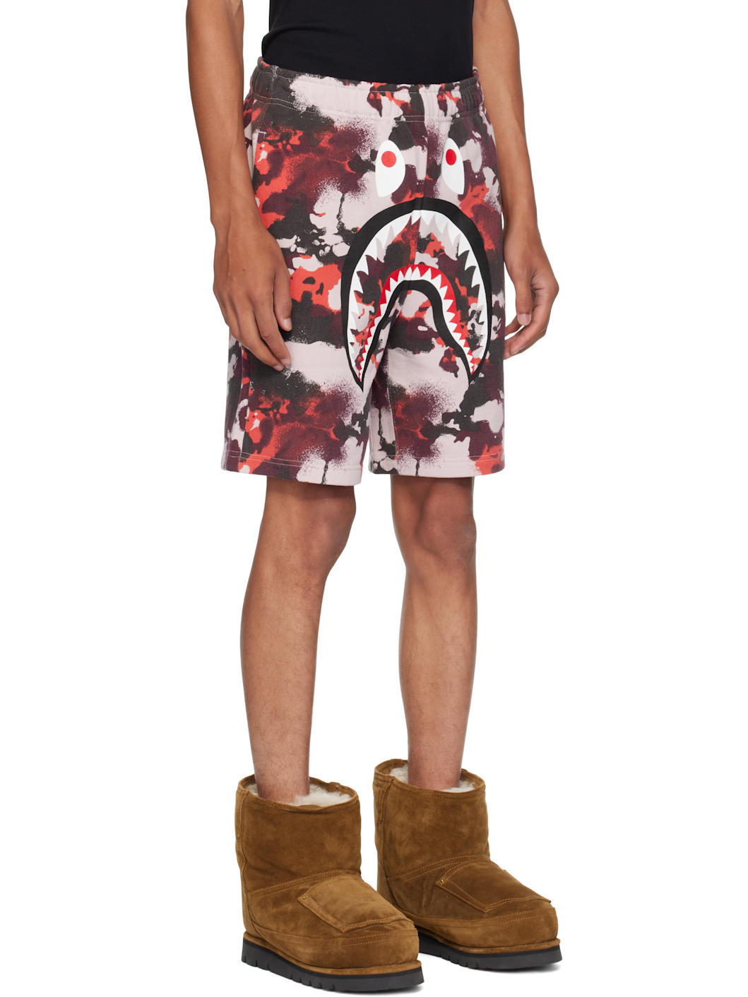 Red & Purple Map Camo Regular Fit Shark Sweat Shorts - 2