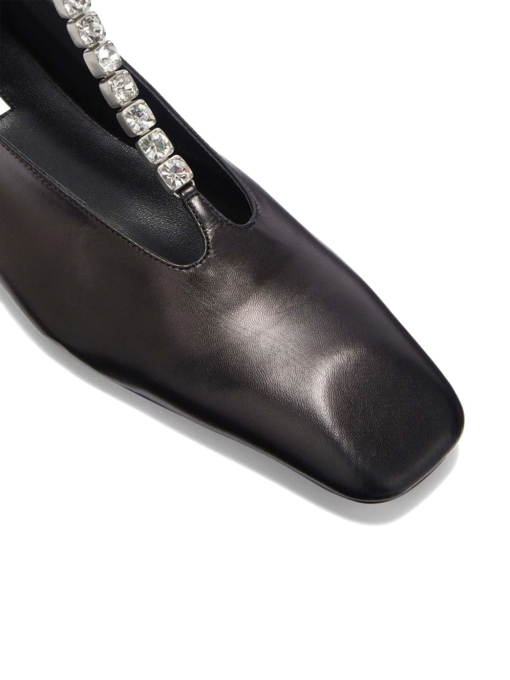 crystal-embellished leather ballerina shoes - 5