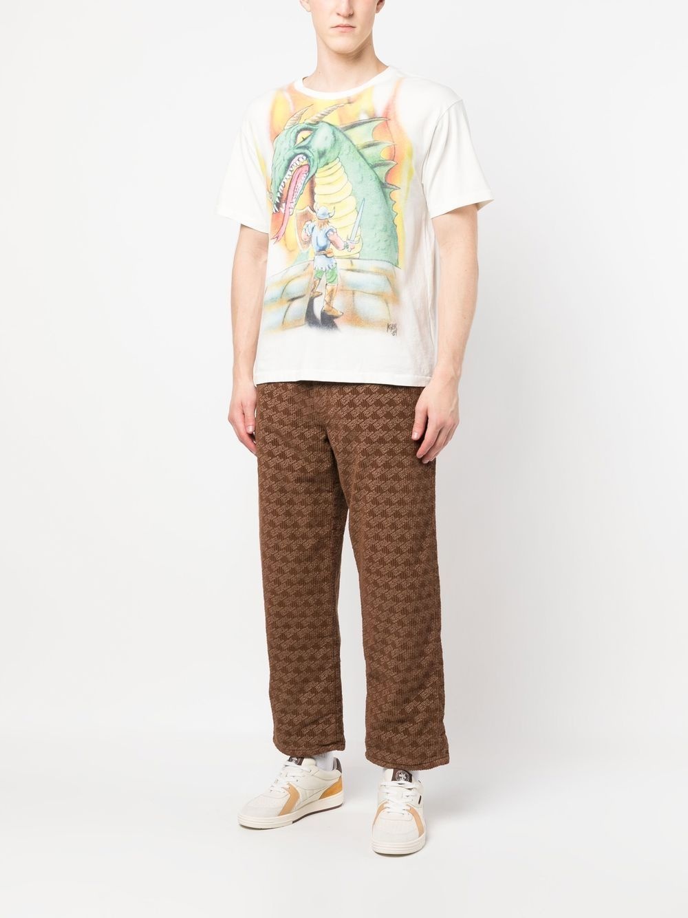 graphic-print corduroy trousers - 2