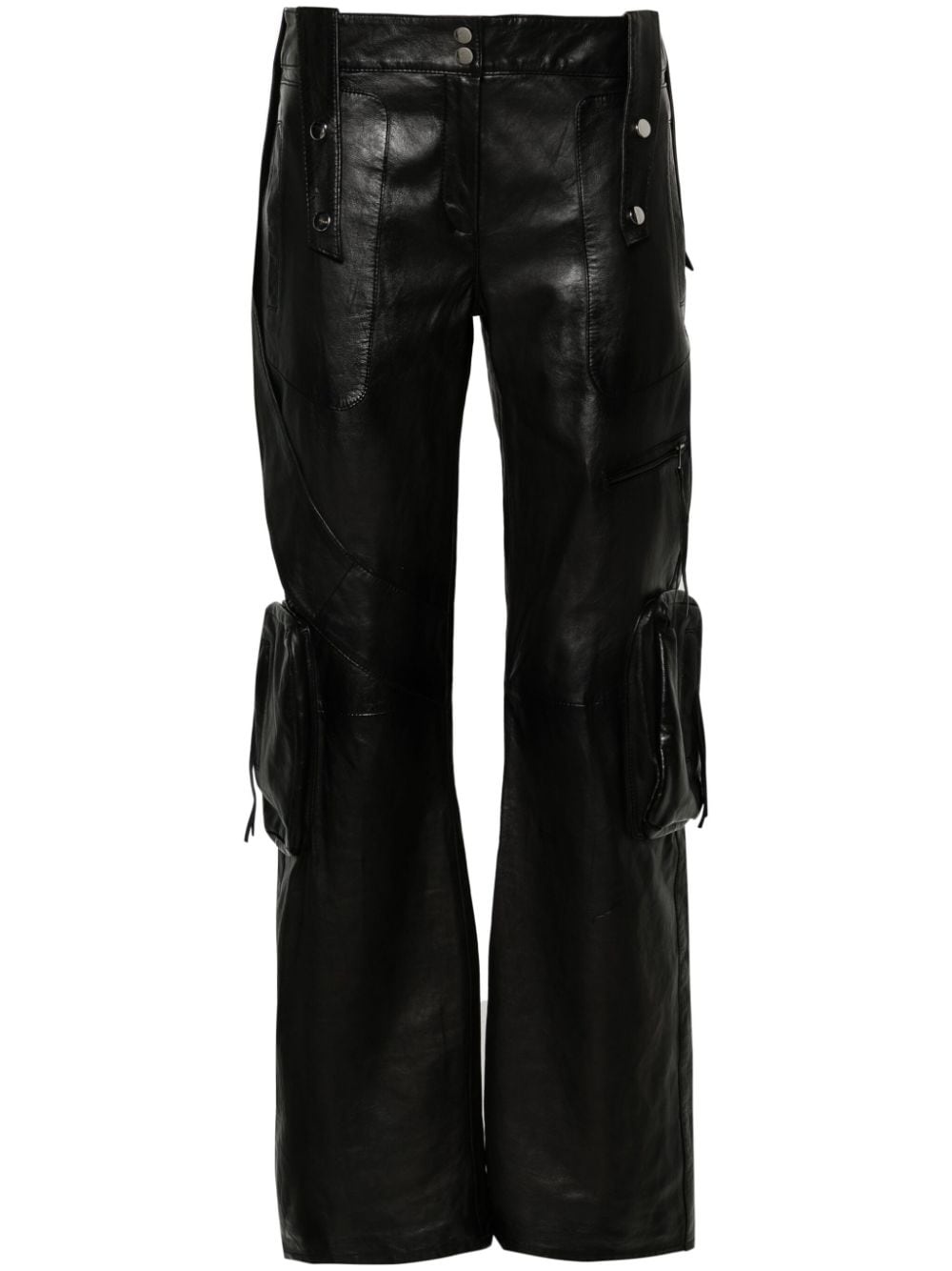 straight-leg leather cargo trousers - 1