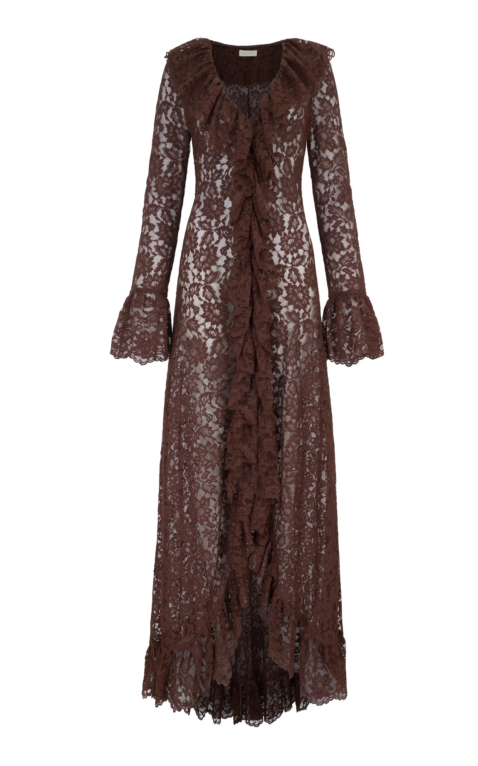 Exclusive Clementina Ruffled Lace Maxi Dress brown - 1
