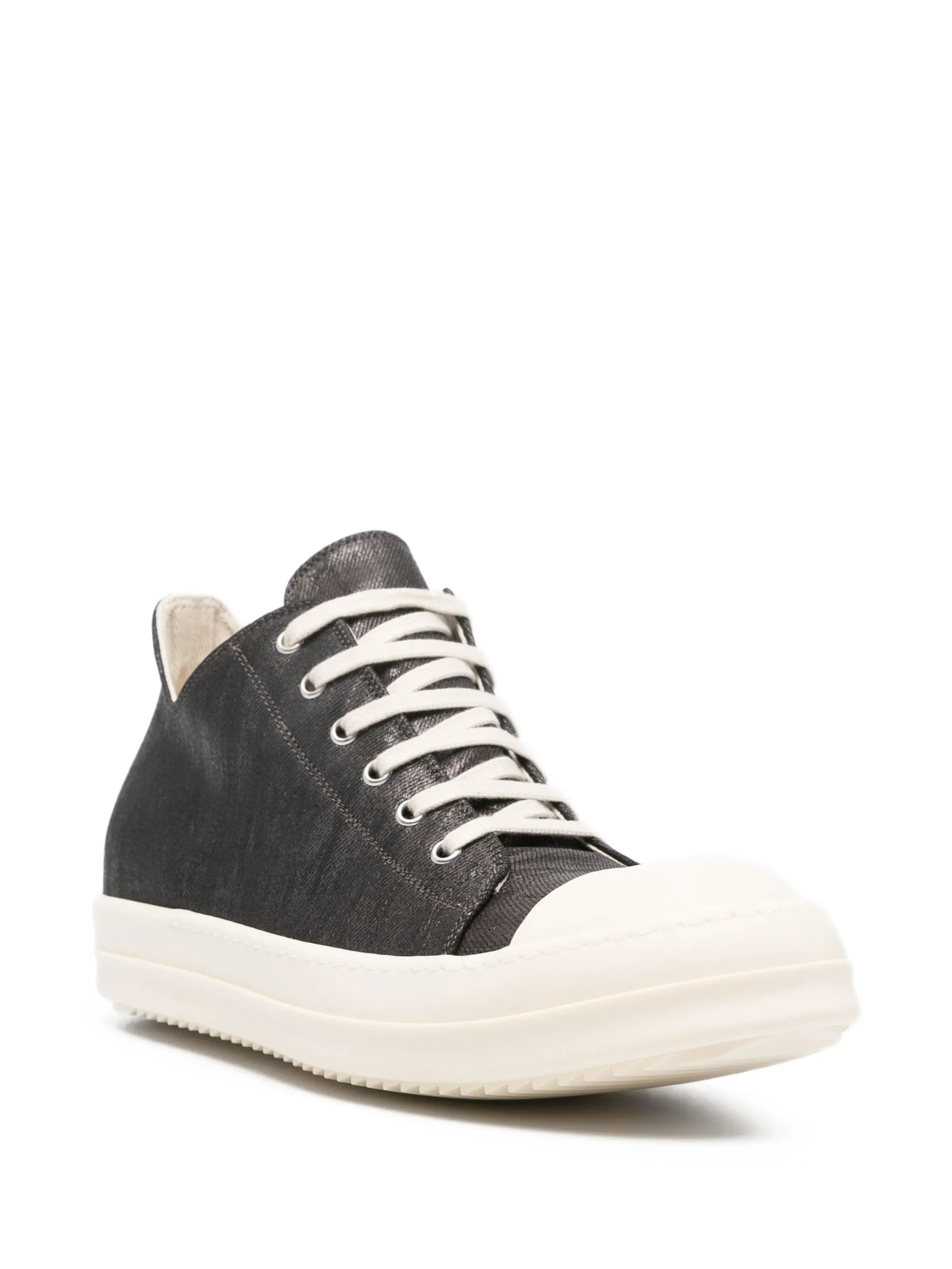 metallic denim low-top trainers - 2