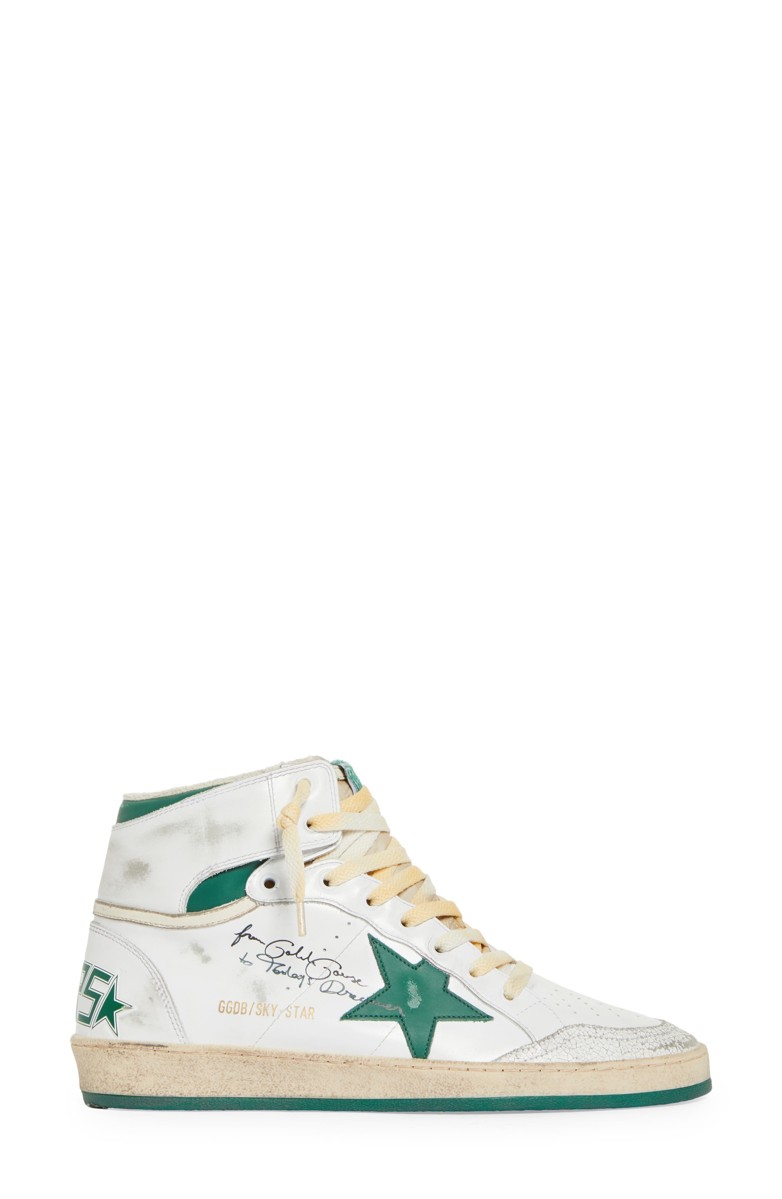 Golden Goose Sky-Star High Top Sneaker in White/Green at Nordstrom - 3