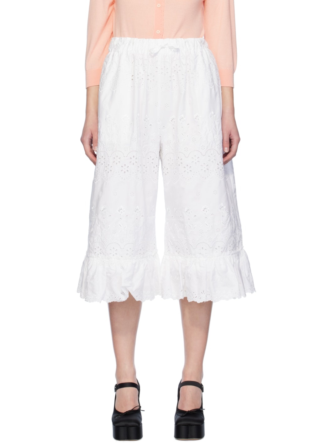 White Drawstring Trousers - 1