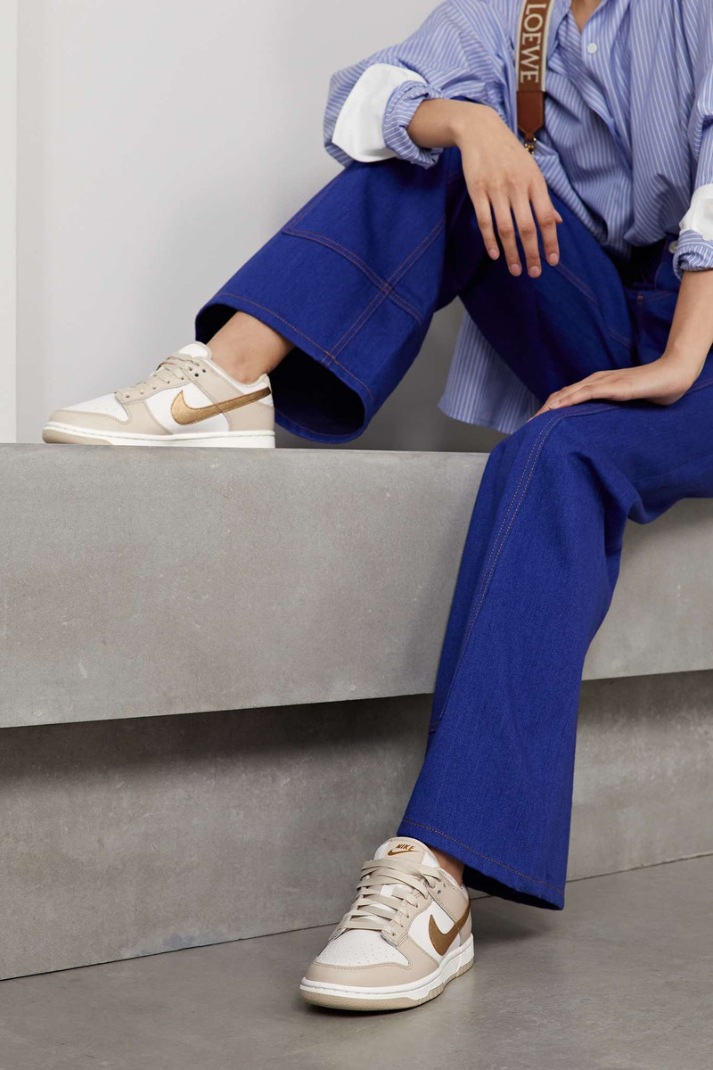 Nike Dunk Low ESS metallic-trimmed leather sneakers outlook