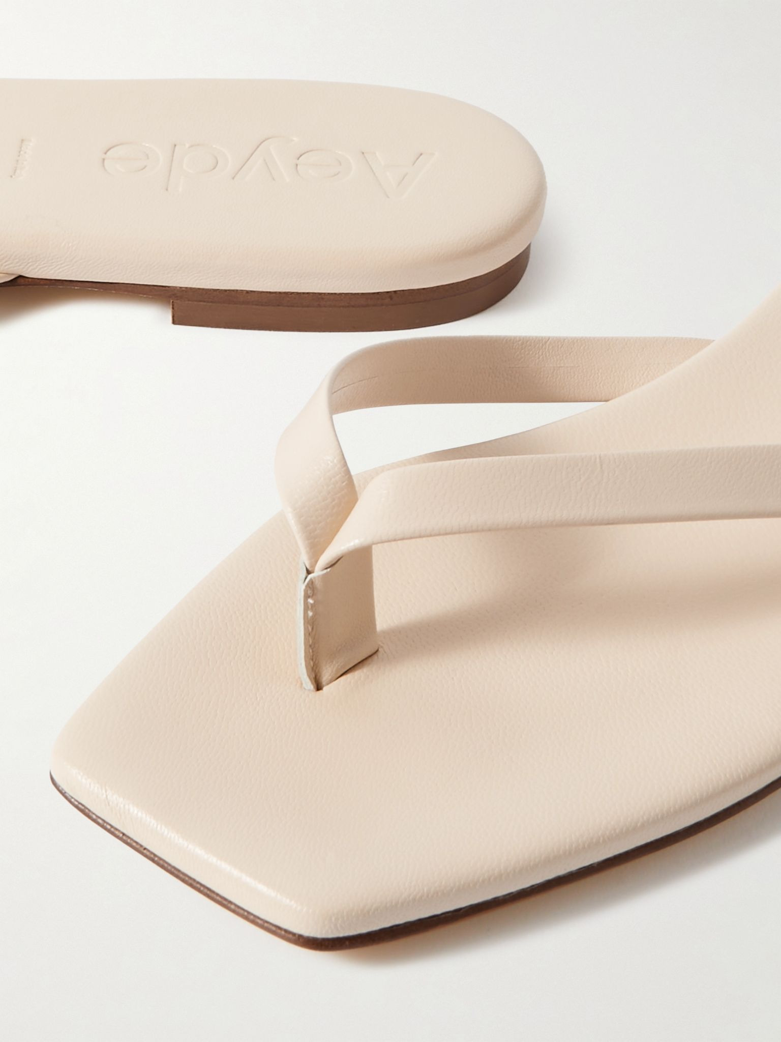 Renee leather flip flops Cream - 4