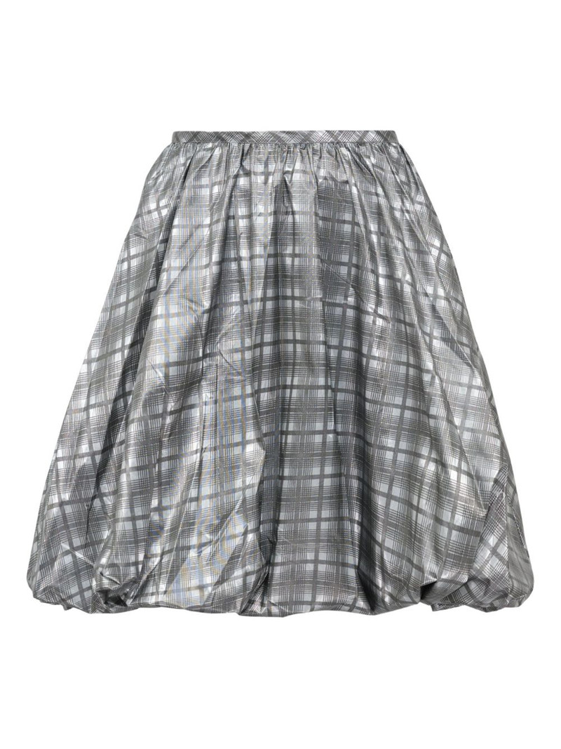 puffball-hem checked skirt 1