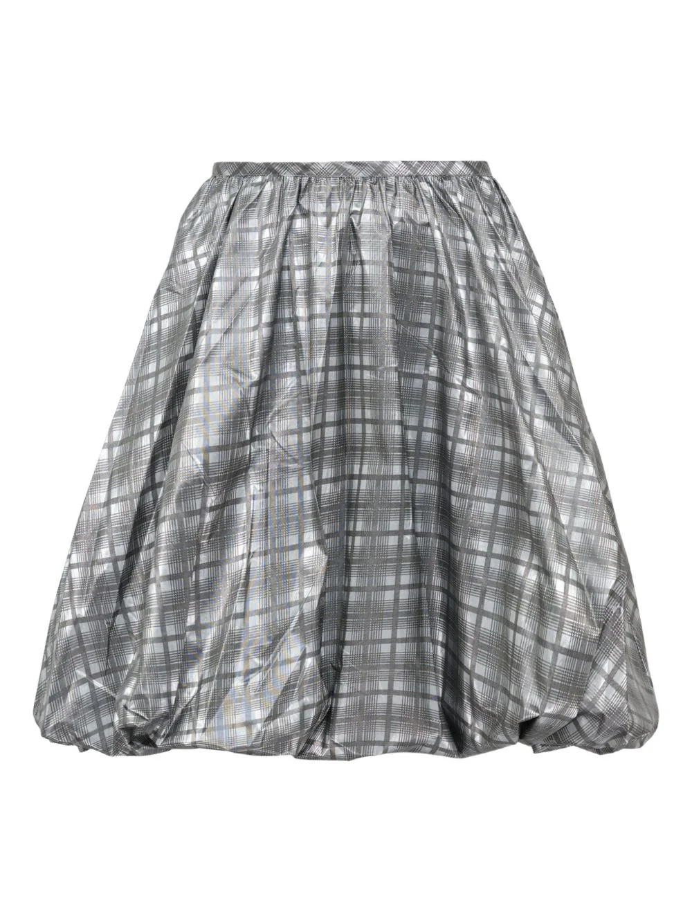 puffball-hem checked skirt - 1