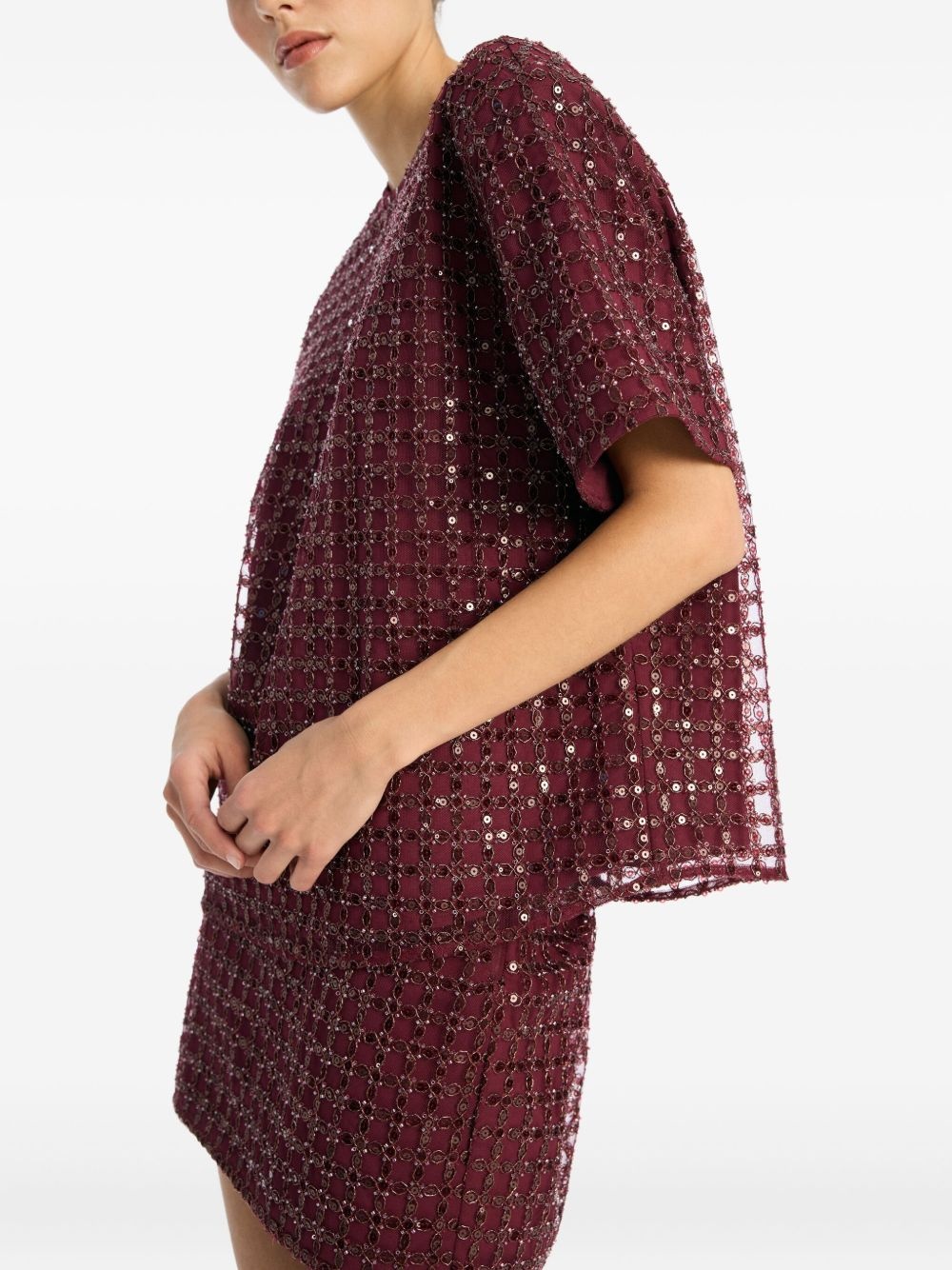 grid-pattern sequin-embellished mini skirt - 4