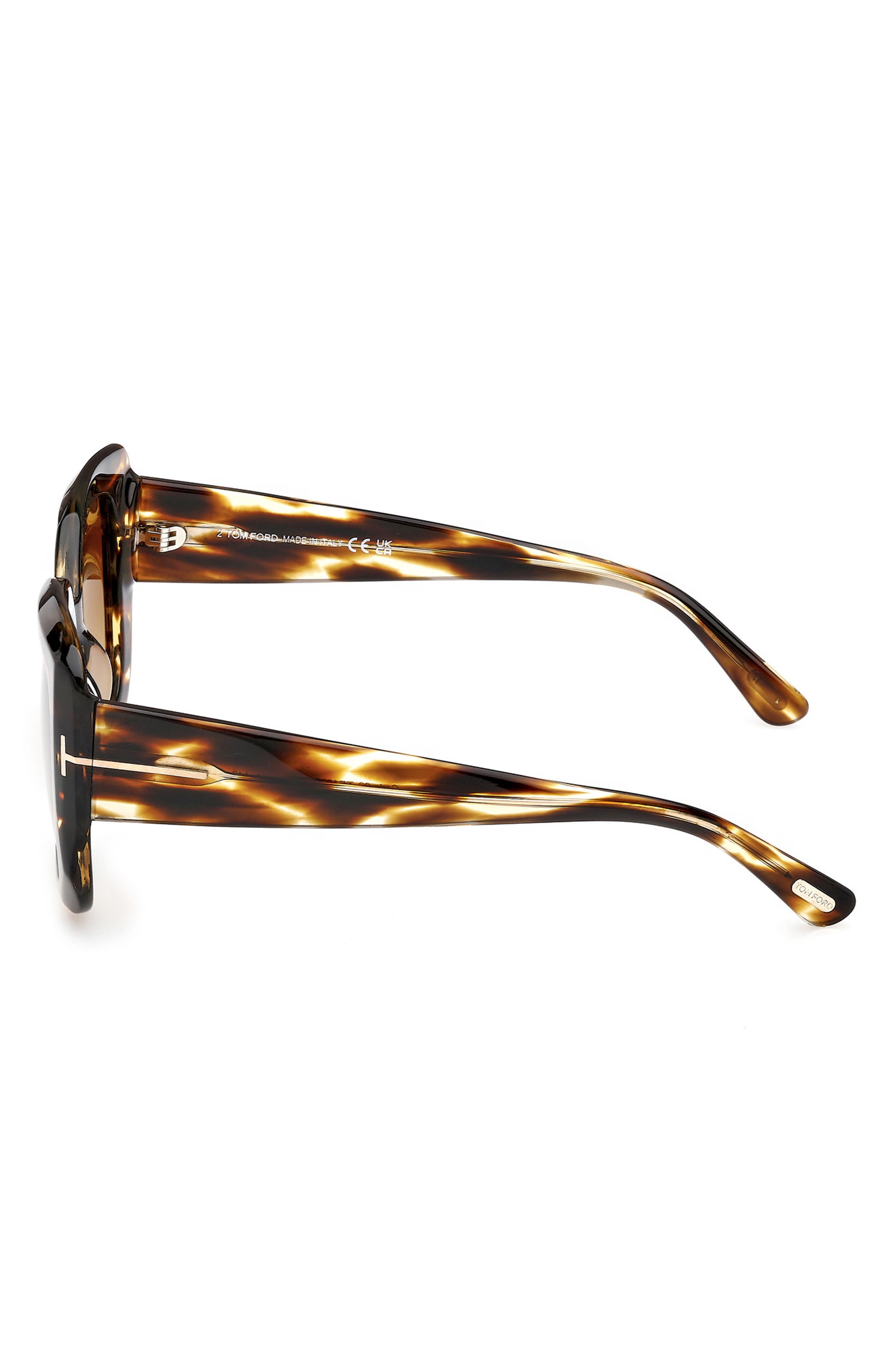 TOM FORD Carla 52mm Square Sunglasses in Shiny Brown Striped Honey at Nordstrom - 3