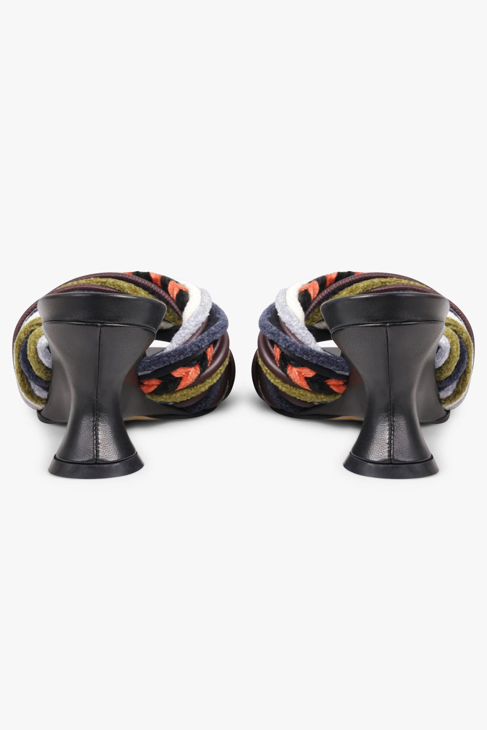 TWIST VELVET CORD 75MM OPEN TOE WEDGE MULE | BLACK/MULTI - 5
