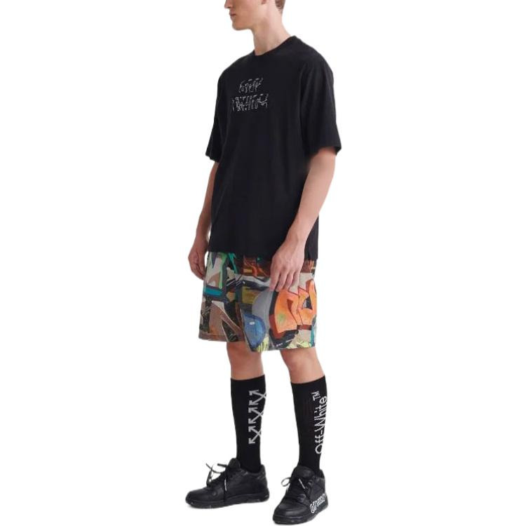 Men's Off-White SS22 Arrow Pattern Printing Round Neck Pullover Short Sleeve Loose Fit Black T-Shirt - 4